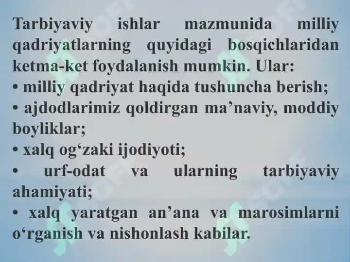 MILLIY URF-ODATLAR, AN’ANALAR, BAYRAMLARNING MAZMUN MOHIYATI VA TARBIYAVIY AHAMIYATI 7