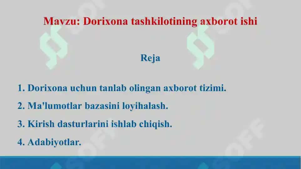 7. Dorixona tashkilotining axborot ishi. Taqdimot 10 bet 2