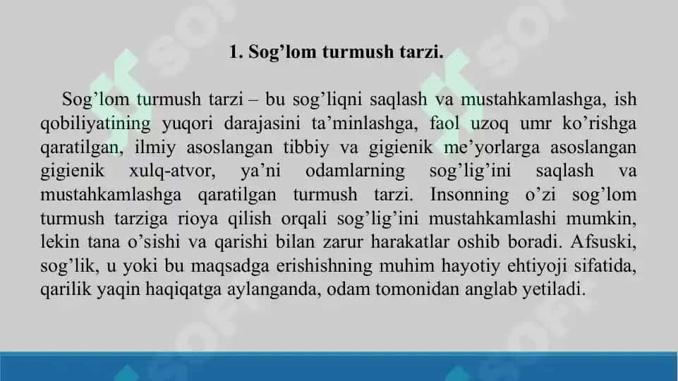 9. Sog’lom turmush tarzi hayot xavfsizligini targ’ib qilish. Taqdimot 11 bet 3