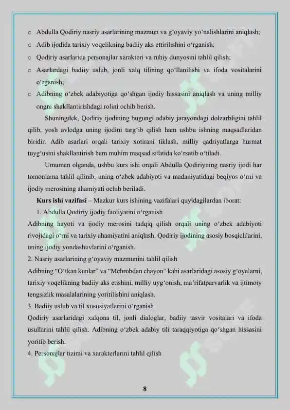 Abdulla Qodiriy nasriy asarlarining gʻoyaviy badiiy xususiyatlari 8