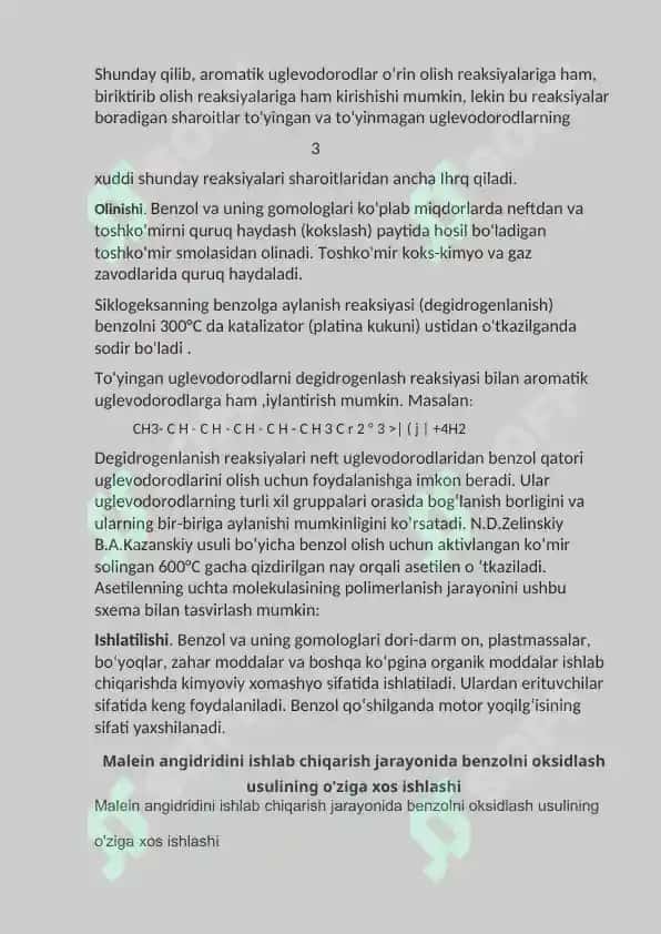 Benzolni gaz fazada oksidlash bilan malein anhidrid ishlab chiqarish texnologiyasi 5