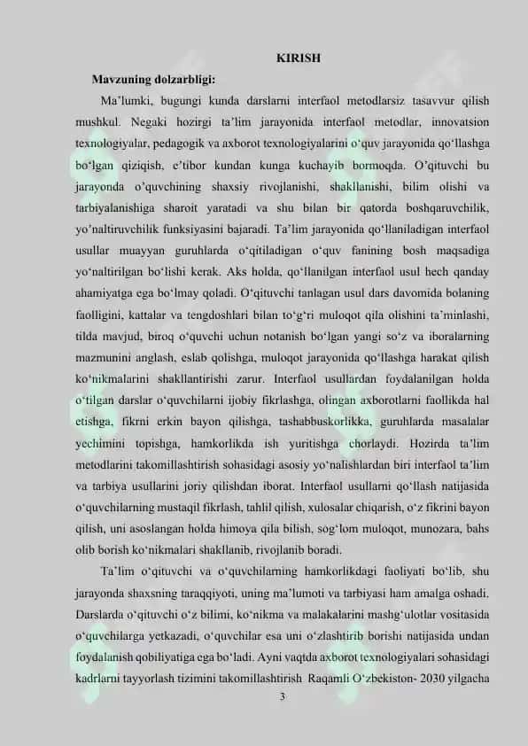 DARS JARAYONLARIDA INTERFAOL METODLAR VA ULARDAN FOYDALANISHNING AHAMIYATI 3
