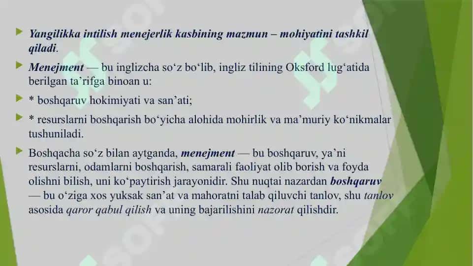 Menejmentning nazariy asoslari 2