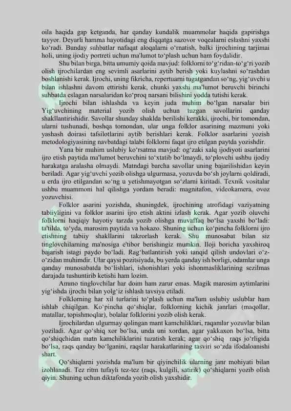 Folklor asarlarini to‘plash metodlari 4