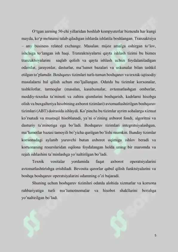BEZNISDA AXBOROT TEXNOLOGIYALARI VA AXBOROT TIZIMI 5