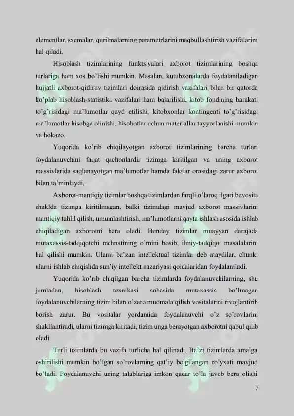 BEZNISDA AXBOROT TEXNOLOGIYALARI VA AXBOROT TIZIMI 7