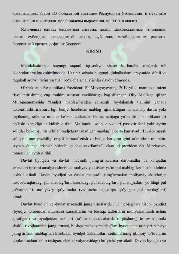 Byudjet tashkilotlarida byudjetdan tashqari mablag’lar bo’yicha 2
