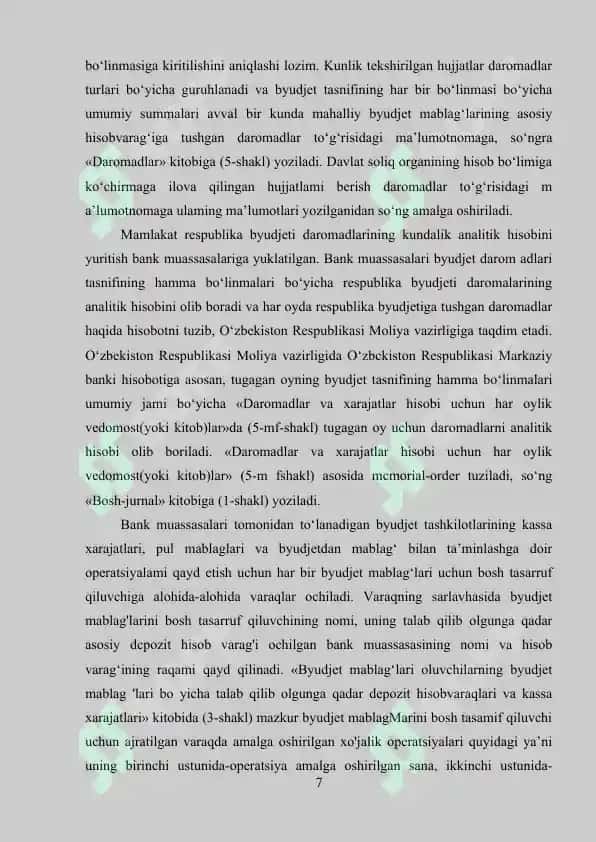 BYUDJET TASNIFINING MOHIYATI, AHAMIYATI VA HOZIRGI ZAMON XUSUSIYATLARI 7