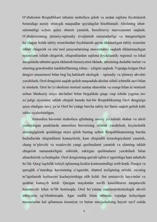 Ekologik muammolar va ularni hal etish yo'llari 3