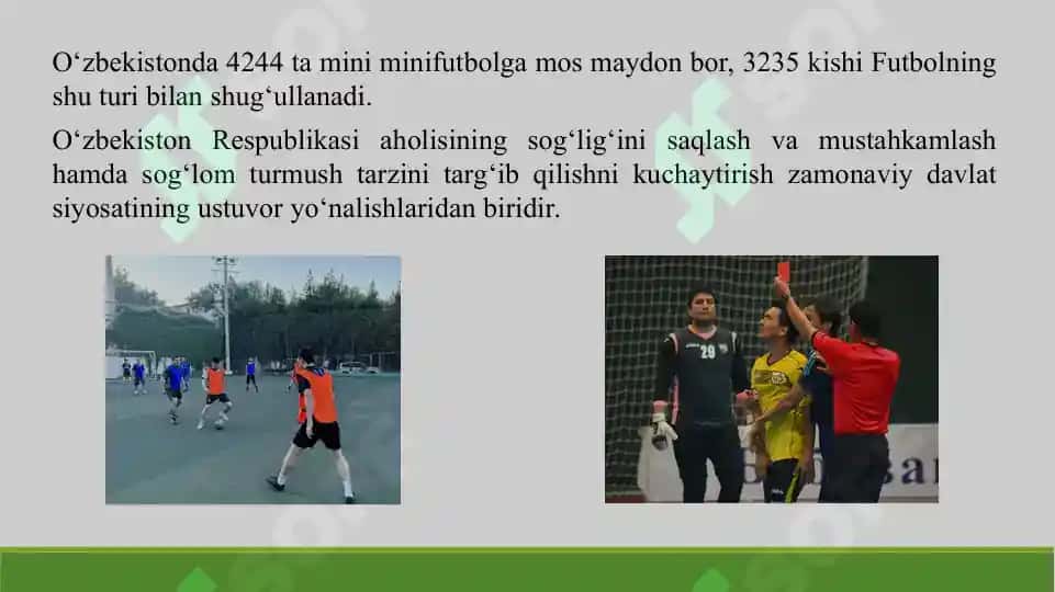 14. O'zbekistonda Mini fudbol sport turining rivojlantirish tarixi va taniqli sportchilar. Taqdimot 11 bet. 4