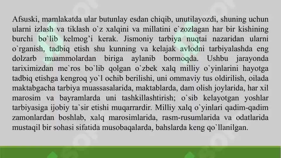 15. Milliy harakatli o'yinlar. Taqdimot 13 bet. 3