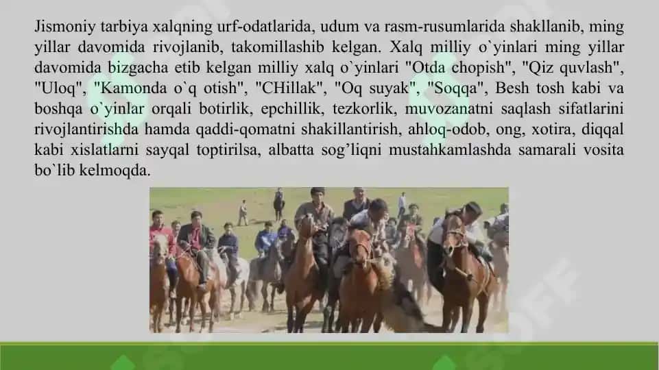 15. Milliy harakatli o'yinlar. Taqdimot 13 bet. 4