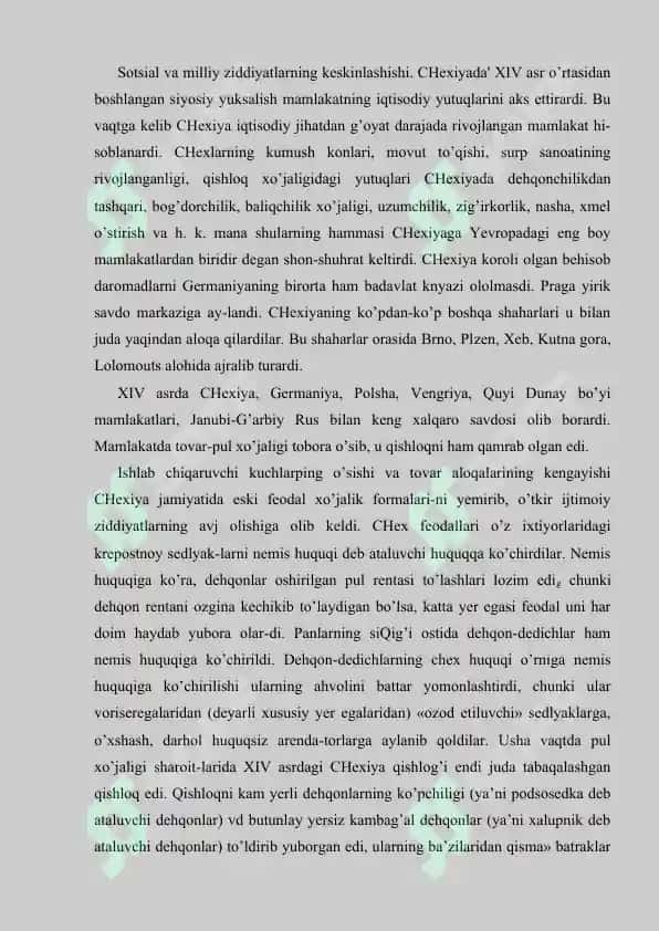 XII—XV asrlarda Chexiya.Guschilarning urushlari 8