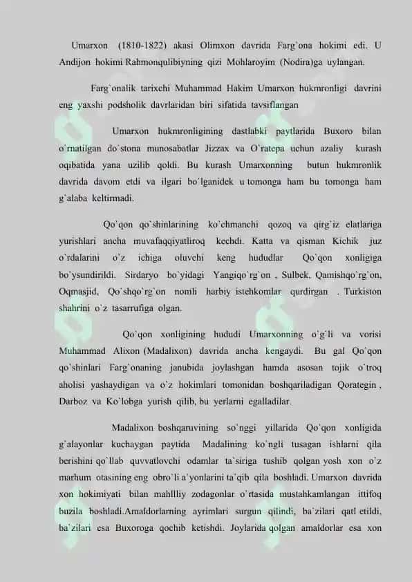 Qo'qon xonligini tashkil topishi 8