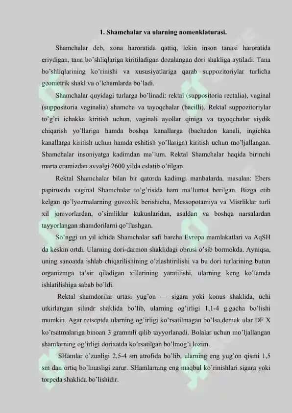12. Shamchalar nomenklaturasi va tarkiblari. Referat 6 bet. 2