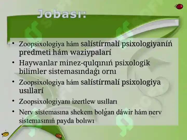 Haywanlar psixikalıq xizmetinin’ ulıwmalıq ta’repi 2