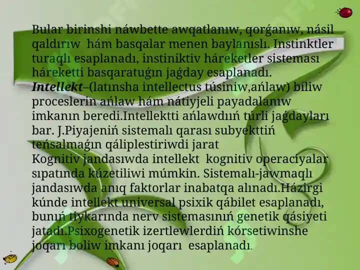 Haywanlar psixikalıq xizmetinin’ ulıwmalıq ta’repi 5