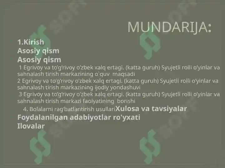 EGRIVOY  VA TUG’RIVOY O’ZBEK XALQ ERTAGI(KATTA GURUH). SYUJEDLI –ROLLI O’YINLAR VA SAHNALASHTIRISH MARKAZI 2