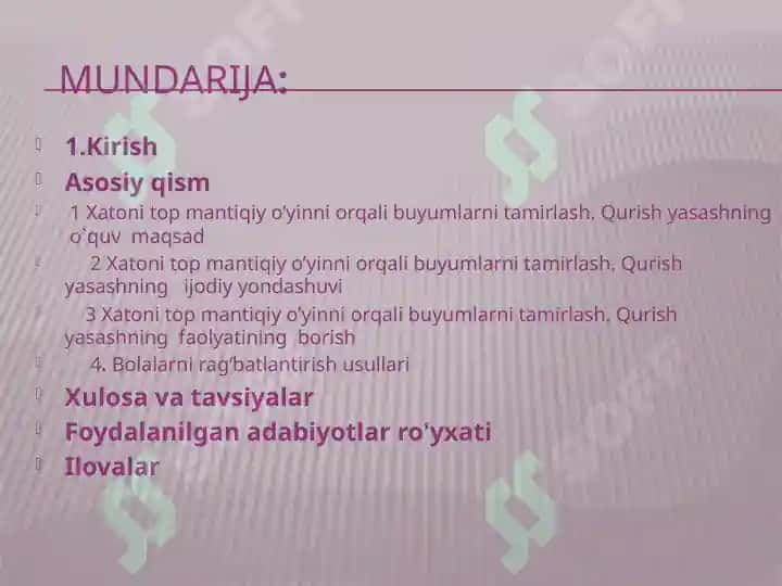 XATONI TOP MANTIQIY O’YINI ORQALARI BUYUMLARNI TA’MIRLASH 2