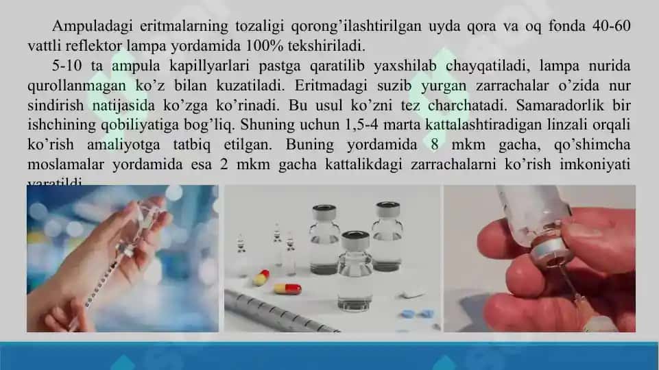 4. Farmatsevtik eritmalarning sifatini baholash. Taqdimot 19 bet. 8