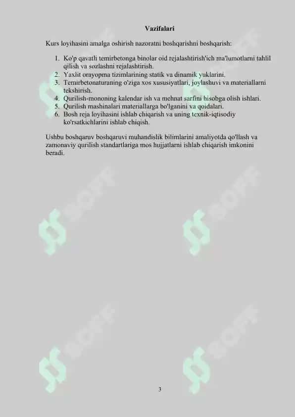 Kurs loyihasi (tayyor) Ko'p qavatli temirbeton konstruksiyali binolari 3
