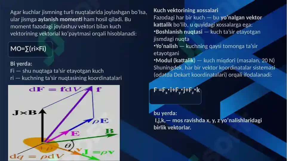 Fazodagi kuchlar sistemasini dinamik vintga keltirish 3