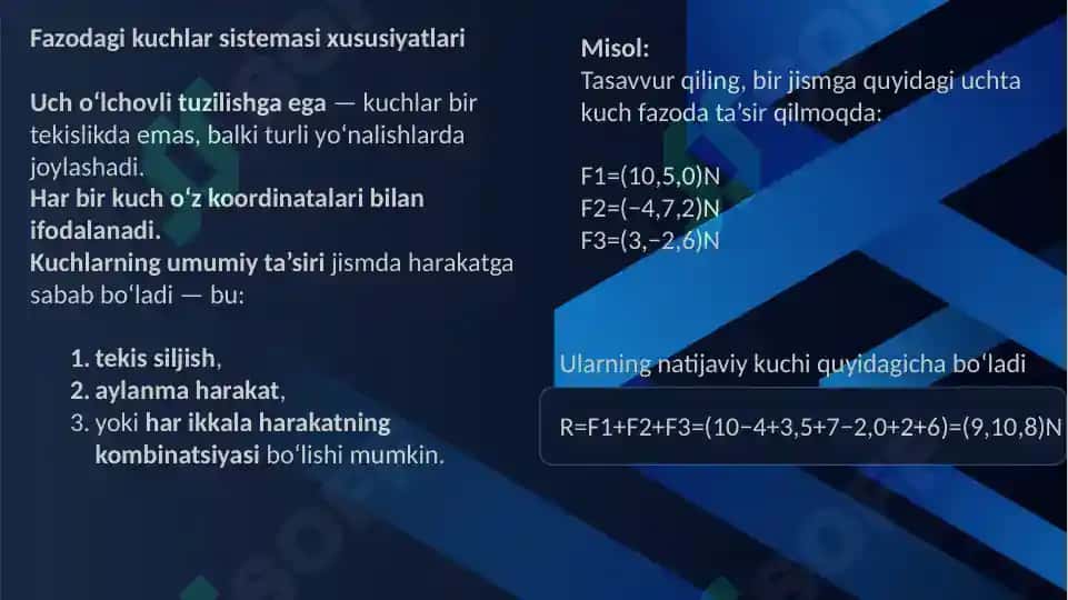 Fazodagi kuchlar sistemasini dinamik vintga keltirish 4
