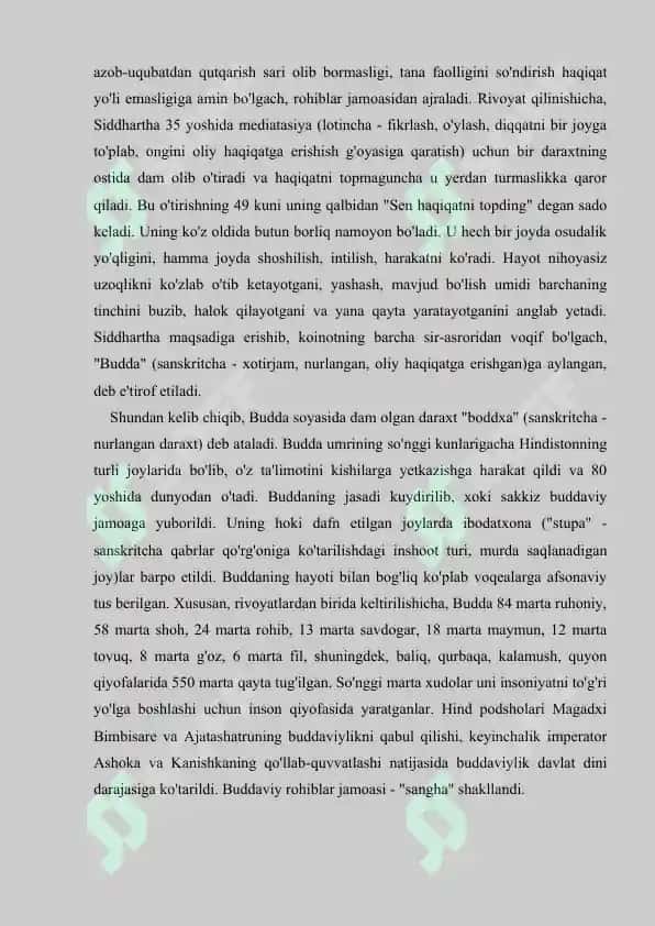 Buddaviylik dini tarixi va asosiy g'oyalari. Referat, 7 sahifa. 3