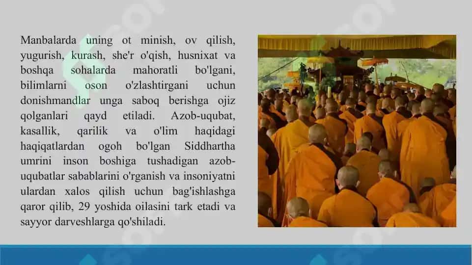 Buddaviylik dini tarixi va asosiy g'oyalari. Taqdimot 16 bet. 4