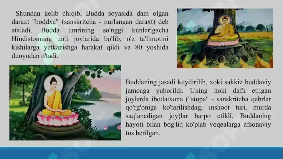 Buddaviylik dini tarixi va asosiy g'oyalari. Taqdimot 16 bet. 6