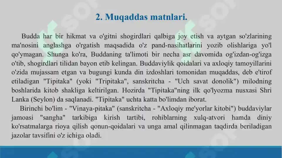 Buddaviylik dini tarixi va asosiy g'oyalari. Taqdimot 16 bet. 7
