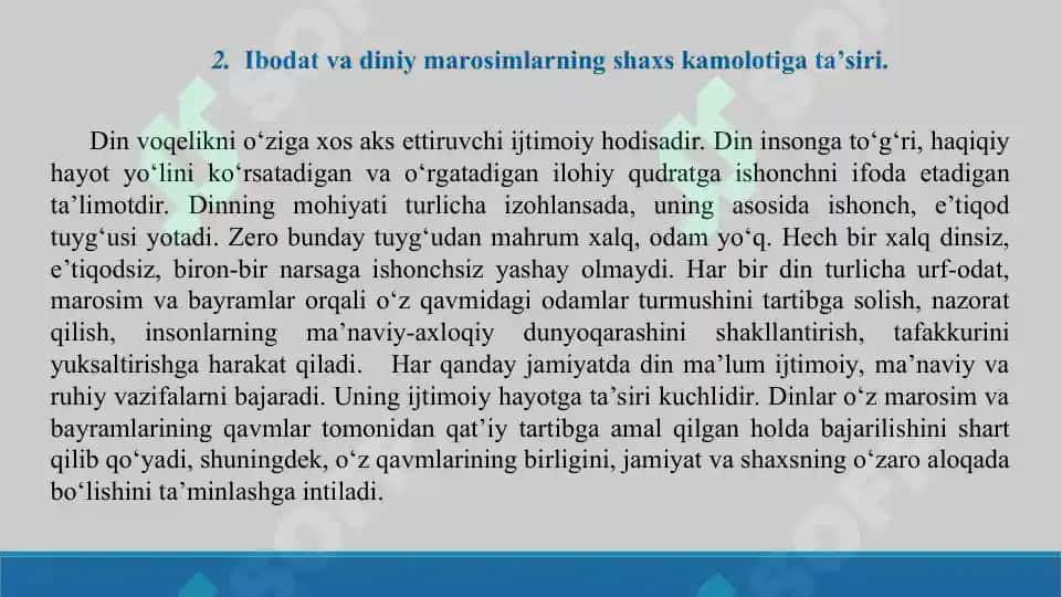 Dunyoviy bilimlar va diniy e’tiqod birligiga erishishning ahamiyati. Taqdimot 19 bet 5