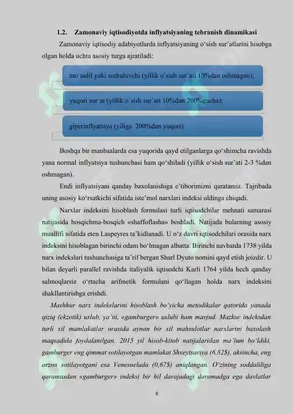 "INFLYATSIYANING IQTISODIY – IJTIMOIY OQIBATLARI VA UNI JILOVLASH USULLARI" 8