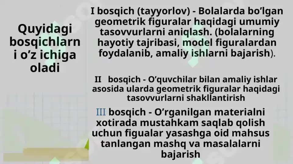 Geometrik materiallarni o’rgatish metodikasi 8