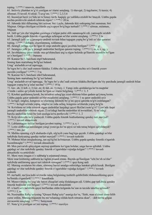 Fonologiya test savollari 3