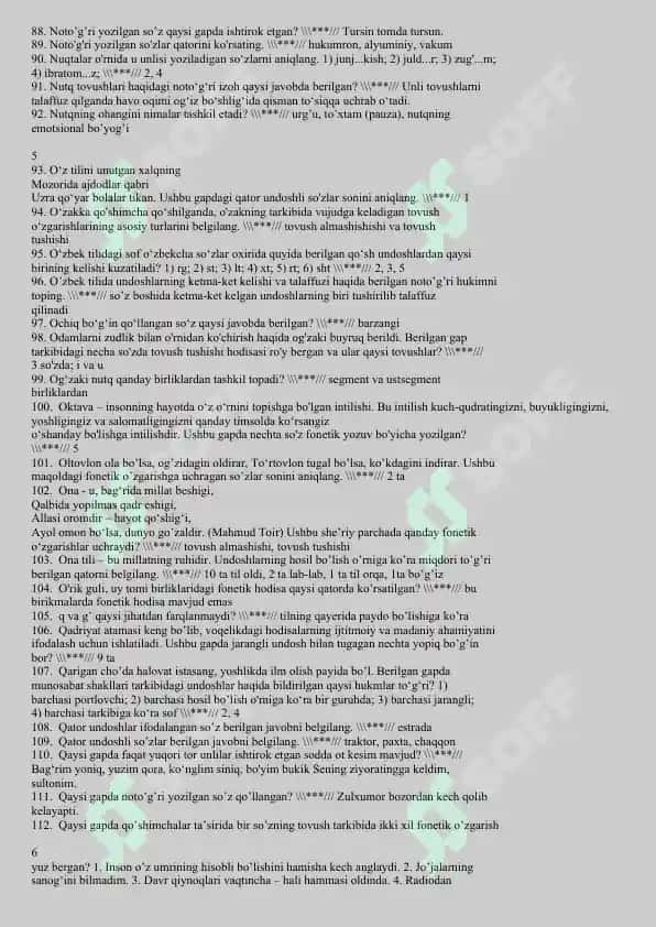 Fonologiya test savollari 4