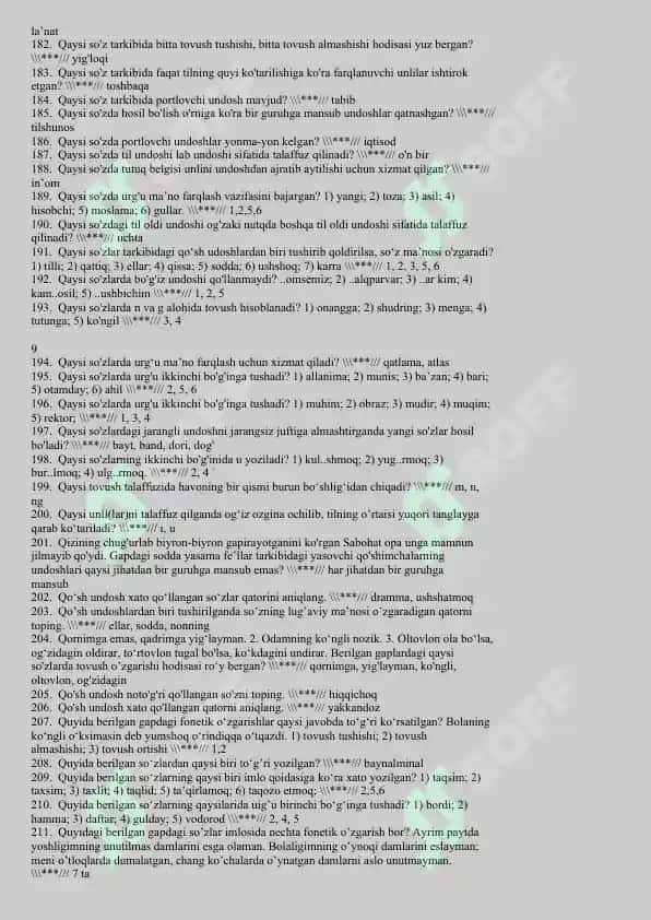 Fonologiya test savollari 7