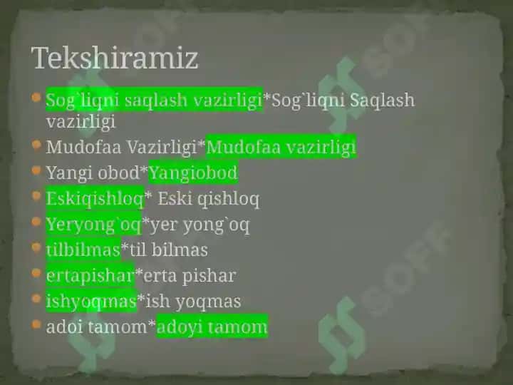 Chiziqcha bilan yozish qoidalari 3