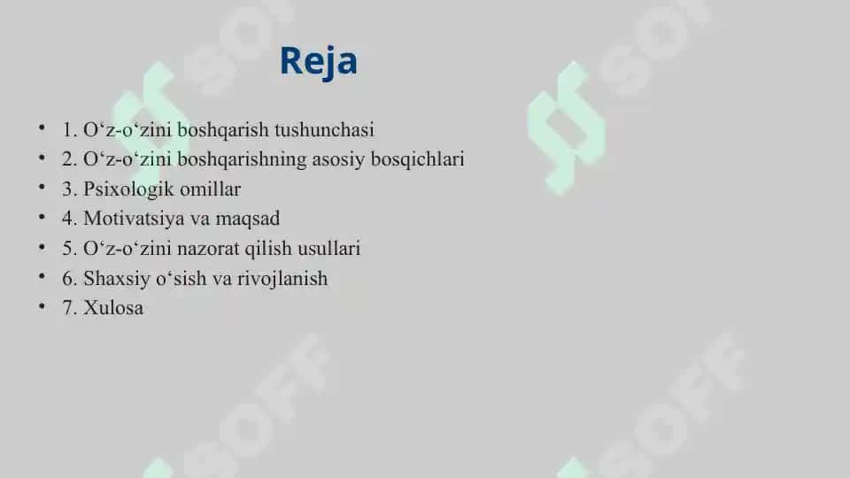 O‘z-o‘zini boshqarish faoliyat sifatida 2