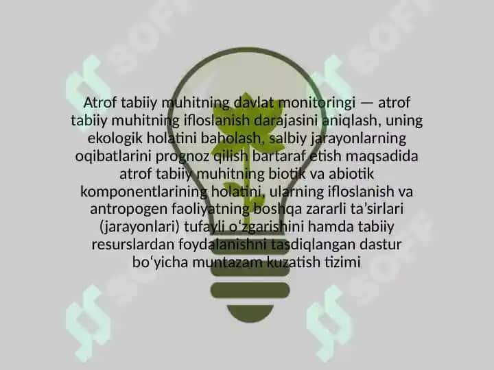 ATROF-MUHIT HOLATINI MODELLASHTIRISH VA PRAGNOZ QILISH BOYICHA DASTURIY MAHSULOTLAR 2