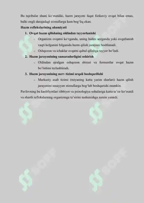 5. Pavlovning hazm sohasidagi ishlari. Referat 12 bet. 4