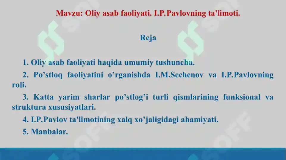 15. Oliy asab faoliyati. I.P.Pavlovning ta'limoti. Taqdimot, 18 bet 2