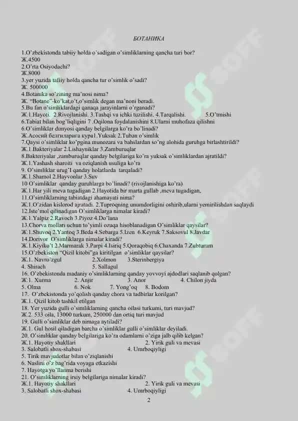 Biologiyadan test 2