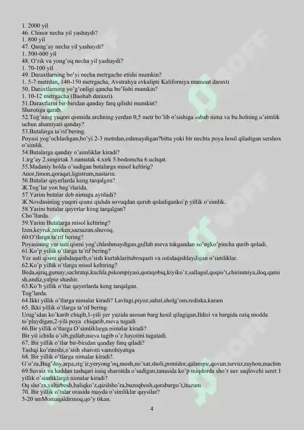 Biologiyadan test 4