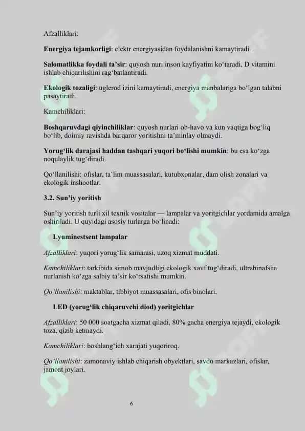 Yorugʻlik me'yoriy qoidalardan kelib chiqqan holda ish oʻrinlarini loyihalashda tegishli xavfsizlik koʻrsatgichlari hisobga olish. 6