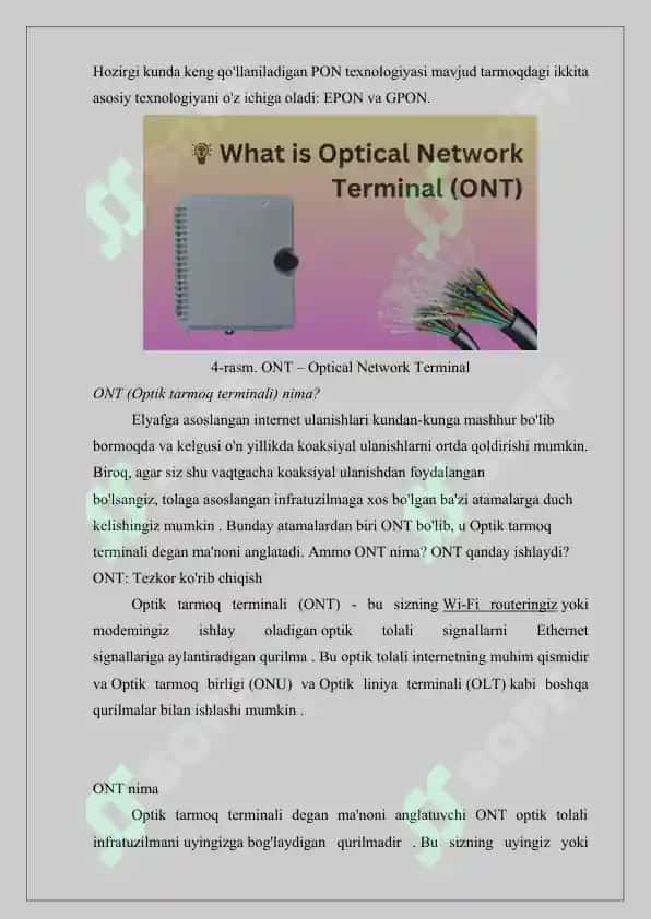 FTTH texnalogiyasi orqali glabal internet tarmog‘iga ulash 7