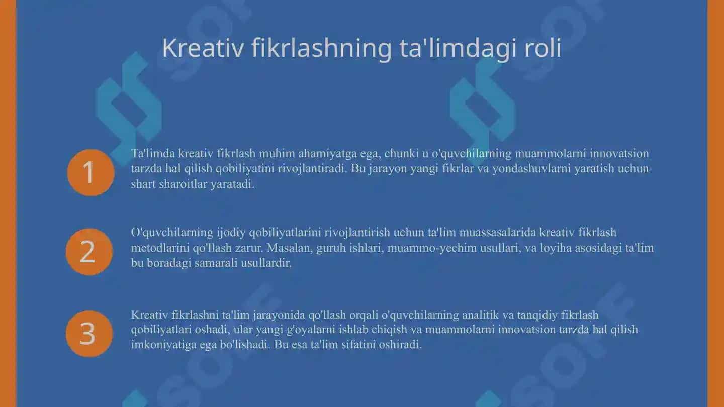 Kreativ fikrlashning ta'lim jarayonidagi o'ziga xos xususiyatlari 4