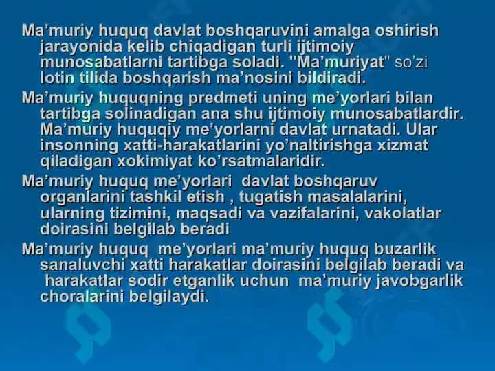 Ma’muriy huquq asoslari 2