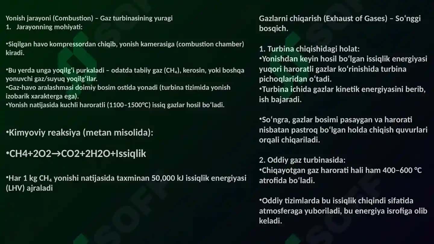 Gaz turbinasida gaz yoqilg'isini yoqishni hisoblash. 3
