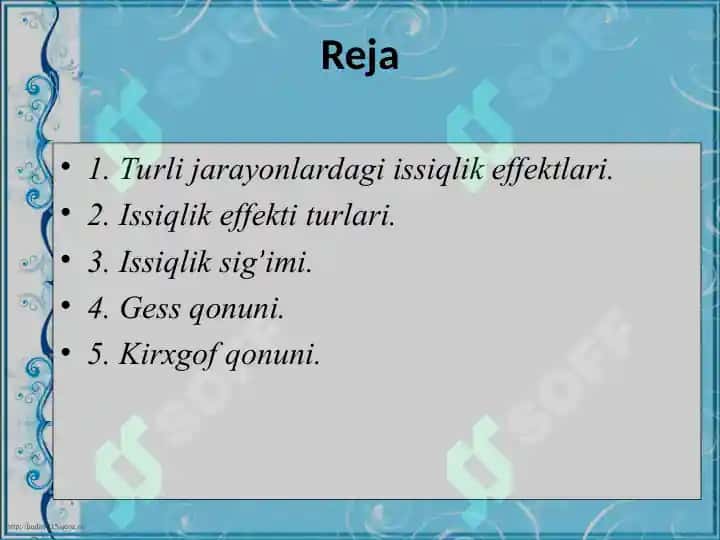Issiqlik effektining turlari.Standart sharoit va standart issiqlik effekti. Turli fizik kimyoviy jarayonlarning issiqlik effekti 2